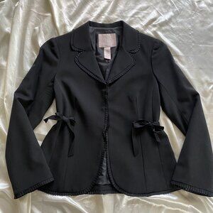 Vintage y2k Rebecca Taylor Black Bow Ruffle Trim Blazer Fairy Size 4 Coquette